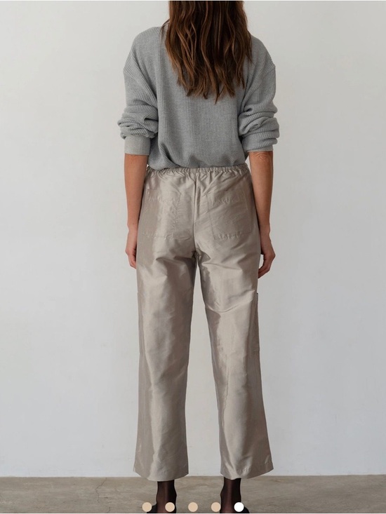 Donni The Taffeta Drawstring Cargo Pant in silver size S_NWT - Picture 3 of 8